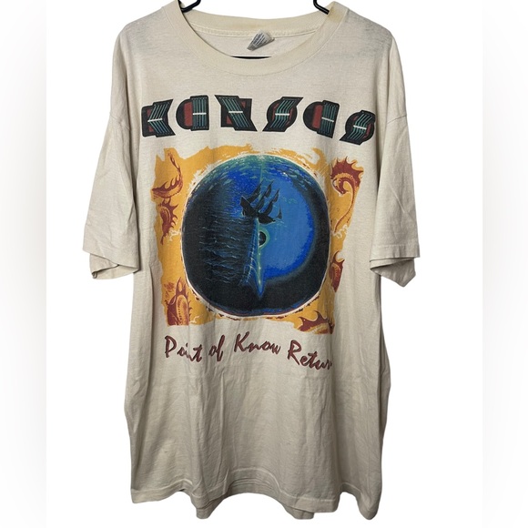 Delta Other - Vintage 1996 Kansas Point of Know Return T-Shirt Cream/Ivory Single Stitch Sz XL